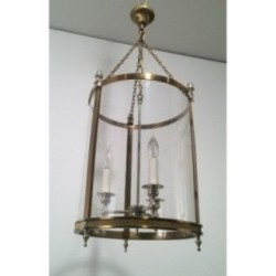 Lanterne Néoclassique en Laiton et Argent à Faux-verre Rond en Plastic Dur