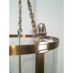 Lanterne Néoclassique en Laiton et Argent à Faux-verre Rond en Plastic Dur