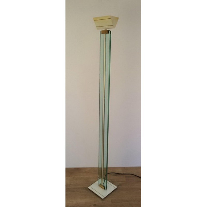 Floor Lamp Glass Brass Lacquered Metal 1970 | Maison BARROIS