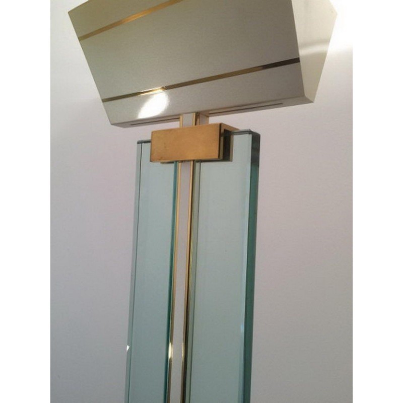 Floor Lamp Glass Brass Lacquered Metal 1970 | Maison BARROIS