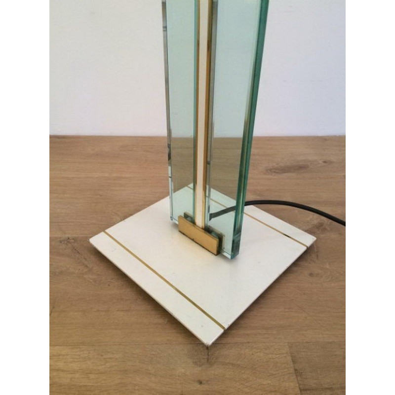 Floor Lamp Glass Brass Lacquered Metal 1970 | Maison BARROIS