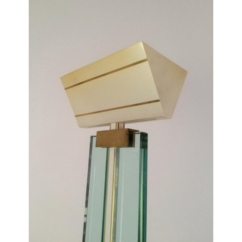 Floor Lamp Glass Brass Lacquered Metal 1970 | Maison BARROIS