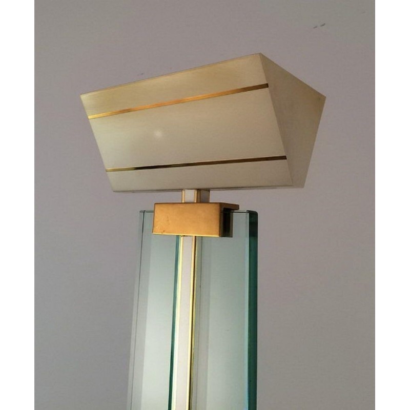 Lampadaire Verre Laiton Métal Laqué 1970 | Maison BARROIS