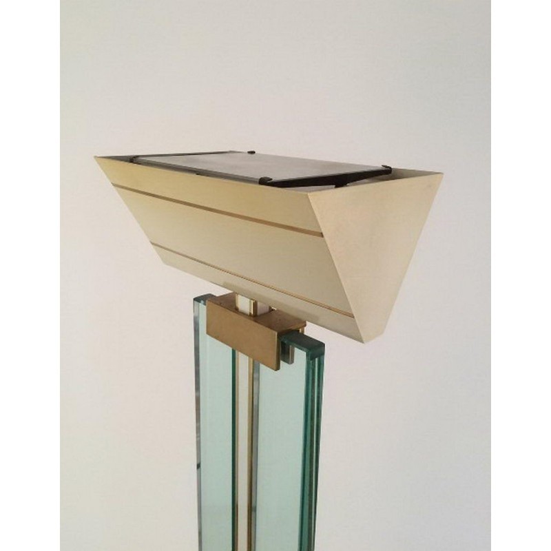 Floor Lamp Glass Brass Lacquered Metal 1970 | Maison BARROIS