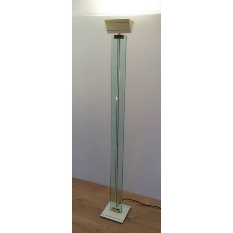 Floor Lamp Glass Brass Lacquered Metal 1970 | Maison BARROIS