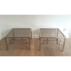 Paire de bouts de canapé design chromés