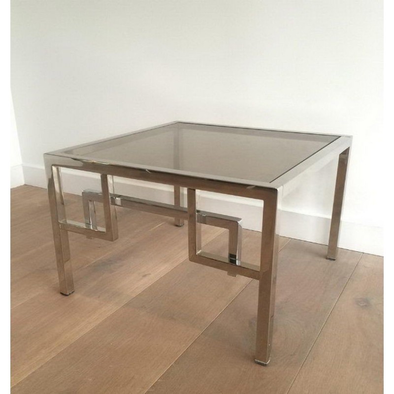 Paire de bouts de canapé design chromés