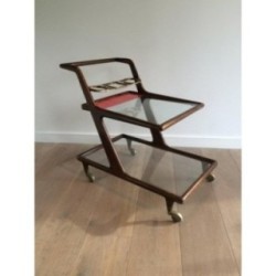 Wood Brass Glass Trolley Table 1950 | Maison BARROIS