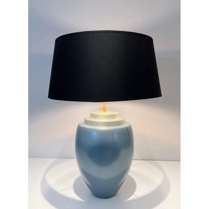 Blue Ceramic Table Lamp by Kosta, Swedish Work, circa 1970
