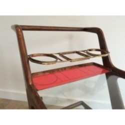 Table Roulante Bois Laiton Verre 1950 | Maison BARROIS