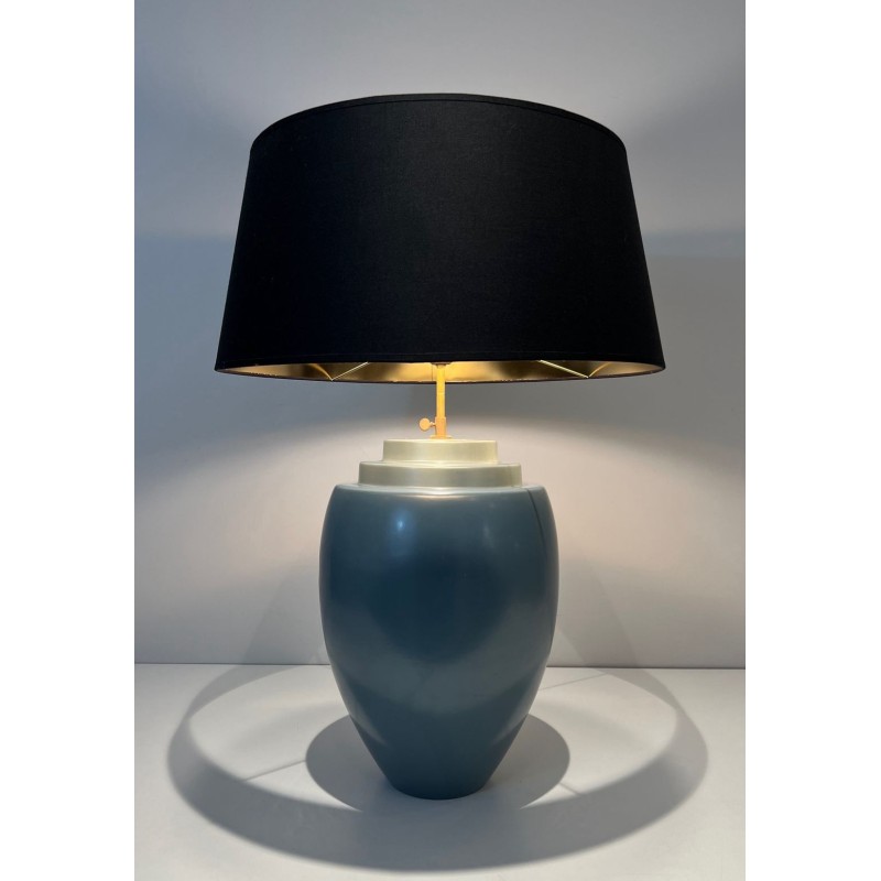 Lampe Céramique Bleue par Kosta, Travail Suédois, vers 1970