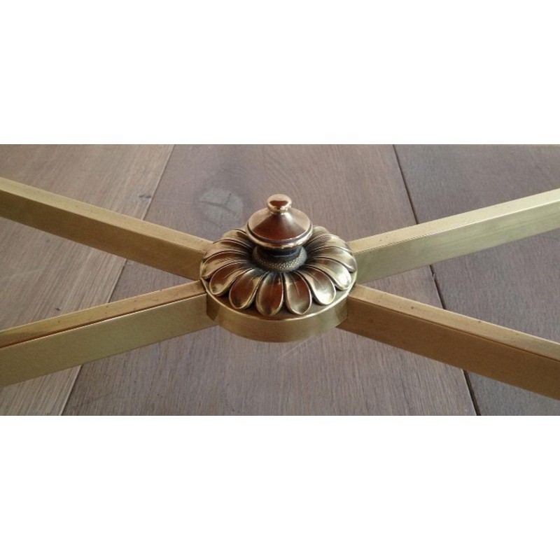 Maison Jansen Brass Coffee Table Black Glass 1940 | Maison BARROIS