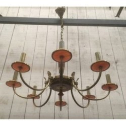 Lustre Laiton Plexiglass Rouge 1970 | Maison BARROIS