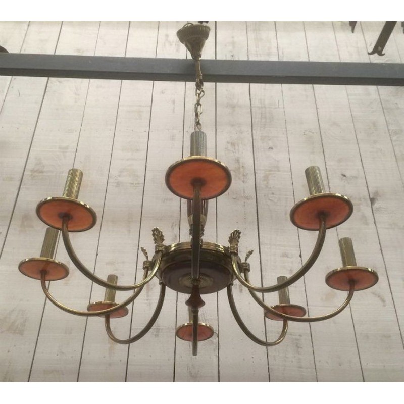 Lustre Laiton Plexiglass Rouge 1970 | Maison BARROIS