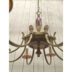 Brass Red Plexiglass Chandelier 1970 | Maison BARROIS