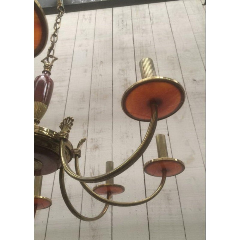 Lustre Laiton Plexiglass Rouge 1970 | Maison BARROIS