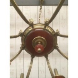 Brass Red Plexiglass Chandelier 1970 | Maison BARROIS