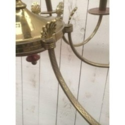 Brass Red Plexiglass Chandelier 1970 | Maison BARROIS