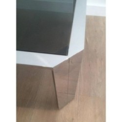 Table Basse Octogonale Chrome Verre Noir 1970 | Maison BARROIS