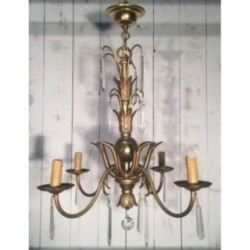 Lustre Bronze Cristaux Maison Baguès 1940 | Maison BARROIS