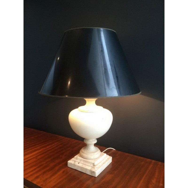Lampe Céramique Socle Travertin 1960 | Maison BARROIS