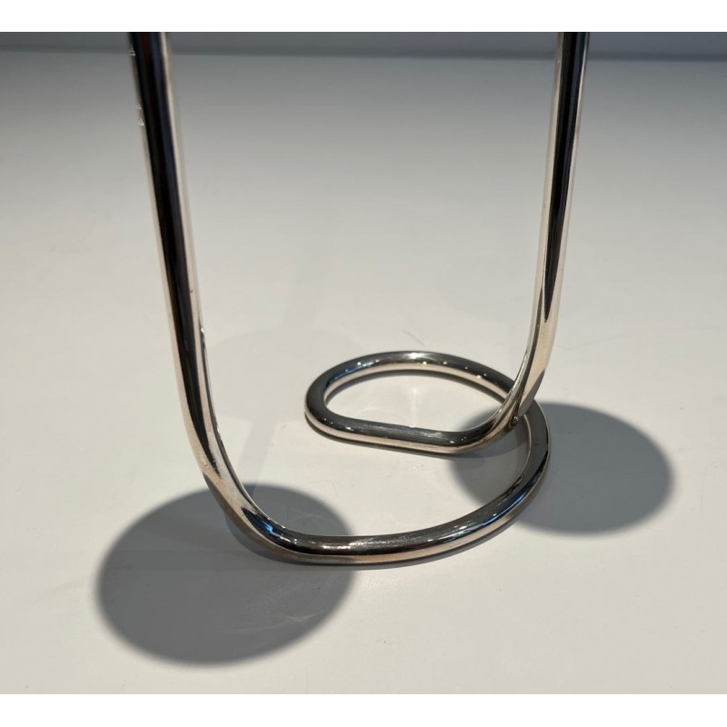 Two-Light Silvered Metal and Lucite Candlestick, French Work, circa 1970