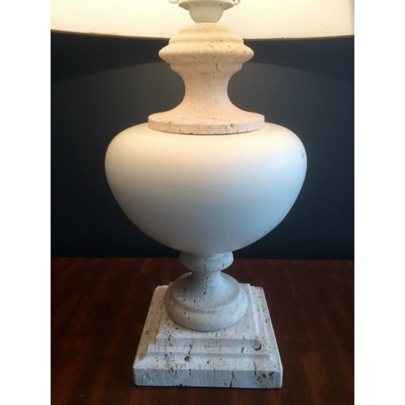 Lampe Céramique Socle Travertin 1960 | Maison BARROIS