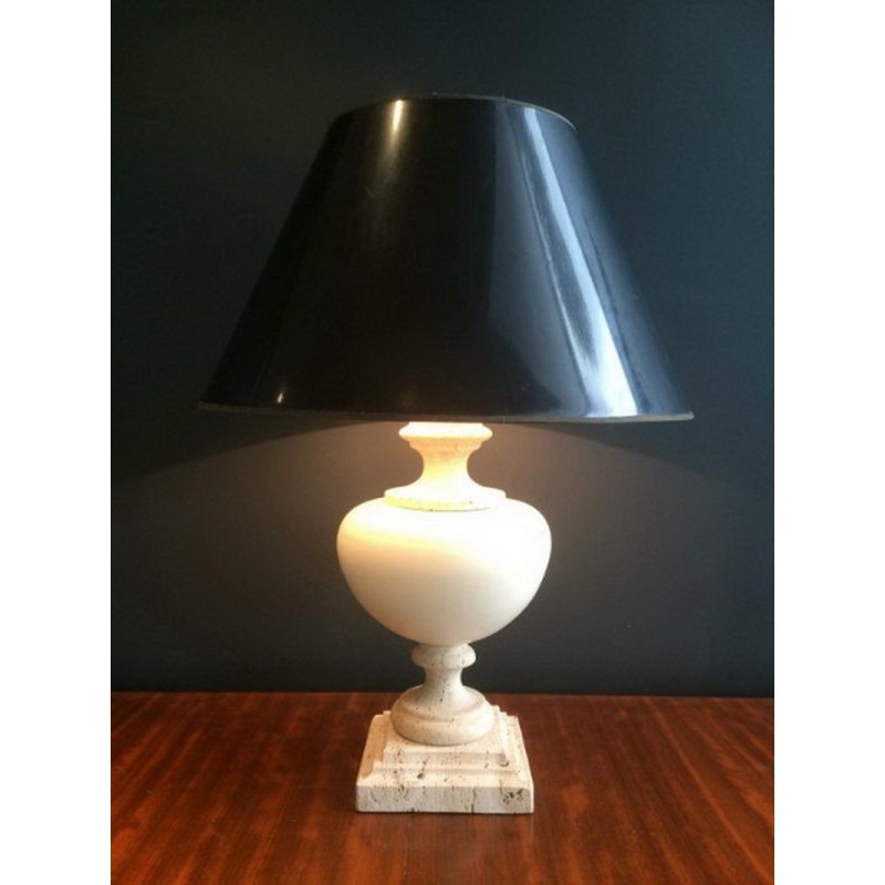 Lampe Céramique Socle Travertin 1960 | Maison BARROIS