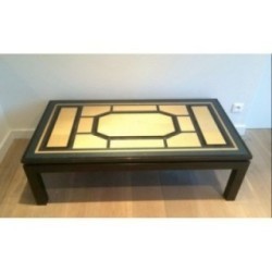 Lacquered Coffee Table Black Eggshell Blue 1960 | Maison BARROIS