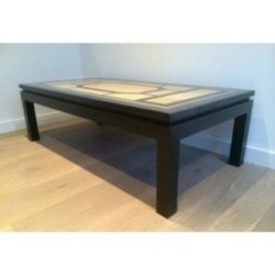 Table Basse Laquée Noir Coquille Bleu 1960 | Maison BARROIS