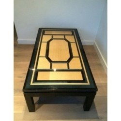 Table Basse Laquée Noir Coquille Bleu 1960 | Maison BARROIS