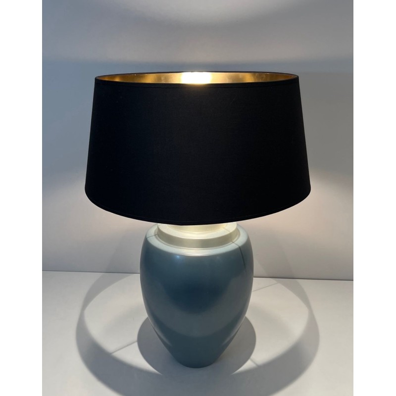 Blue Ceramic Table Lamp by Kosta, Swedish Work, circa 1970