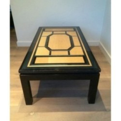 Lacquered Coffee Table Black Eggshell Blue 1960 | Maison BARROIS