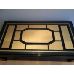 Table Basse Laquée Noir Coquille Bleu 1960 | Maison BARROIS