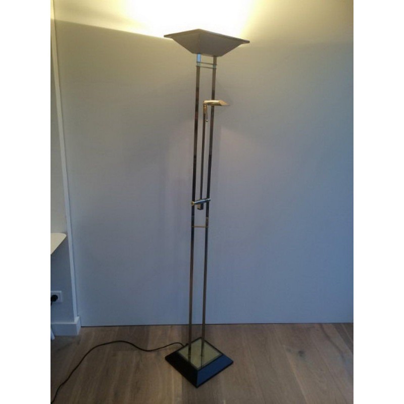 Floor Lamp Gunmetal Patina & Brass 1970 | Maison BARROIS