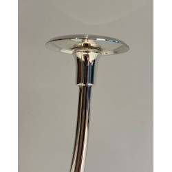 Three-Light Silvered Metal Candlestick, French Work, circa 1970