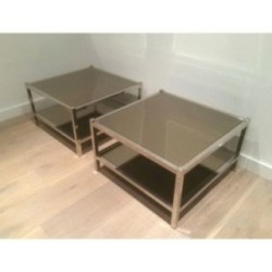 Chrome End Tables Bronze Mirrors 1970 | Maison BARROIS