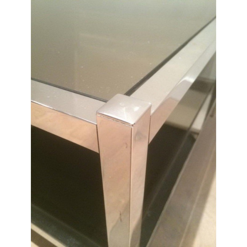 Chrome End Tables Bronze Mirrors 1970 | Maison BARROIS