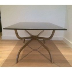 Maison Charles Brushed Steel Coffee Table 1960 | Maison BARROIS