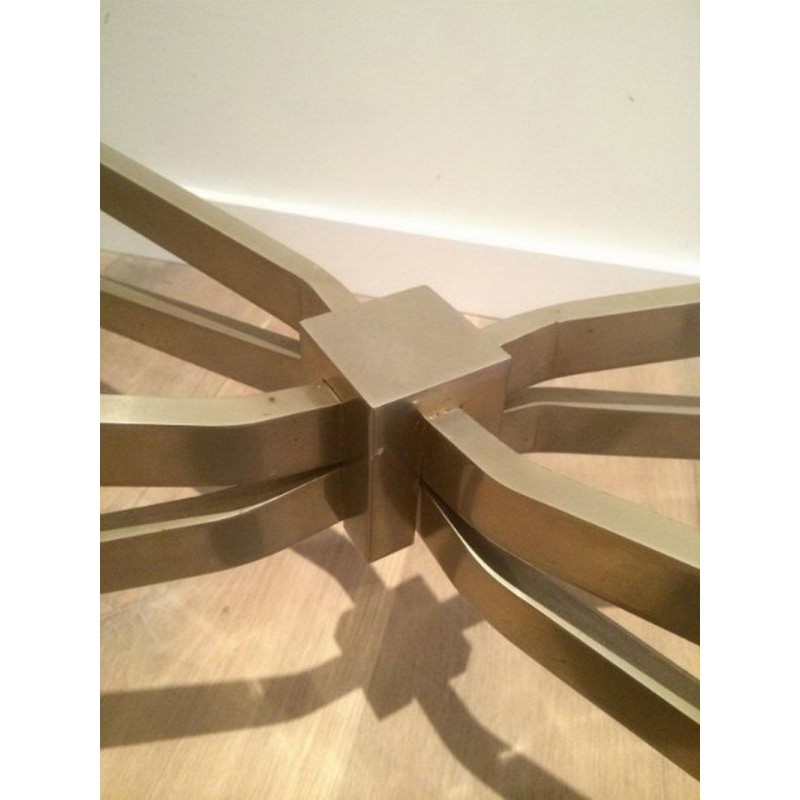 Maison Charles Brushed Steel Coffee Table 1960 | Maison BARROIS