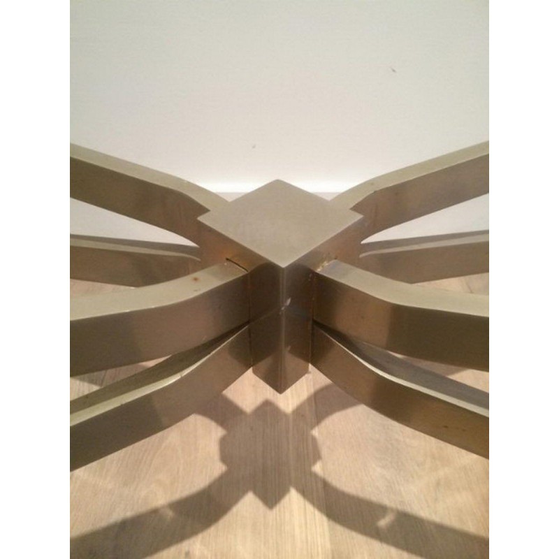 Maison Charles Brushed Steel Coffee Table 1960 | Maison BARROIS