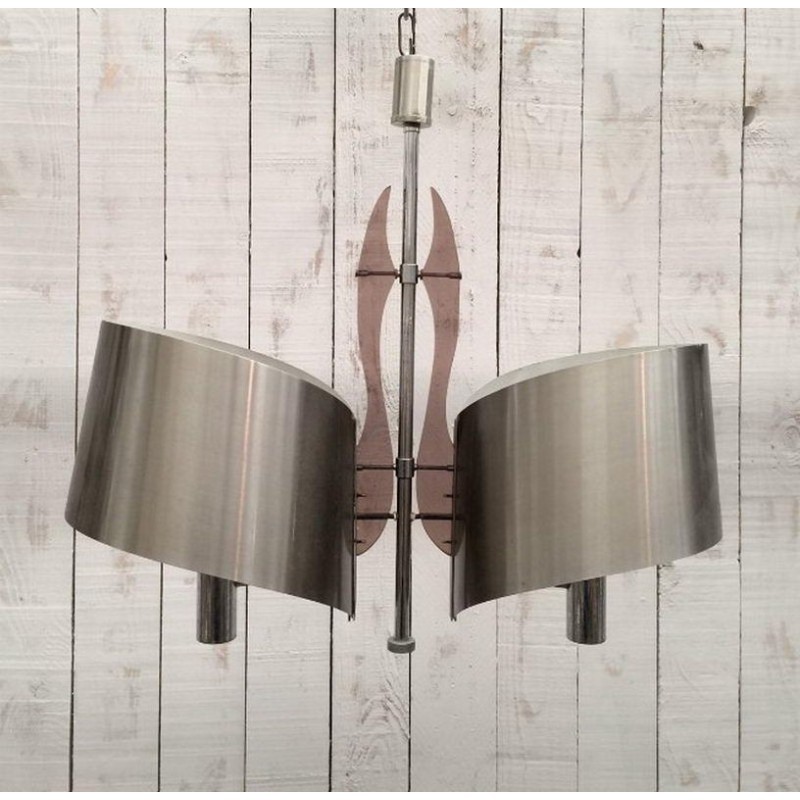 Maison Charles Brushed Metal & Plexiglass Pendant 1960 | Maison BARROIS