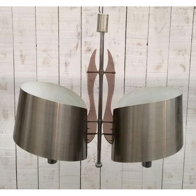 Maison Charles Brushed Metal & Plexiglass Pendant 1960 | Maison BARROIS