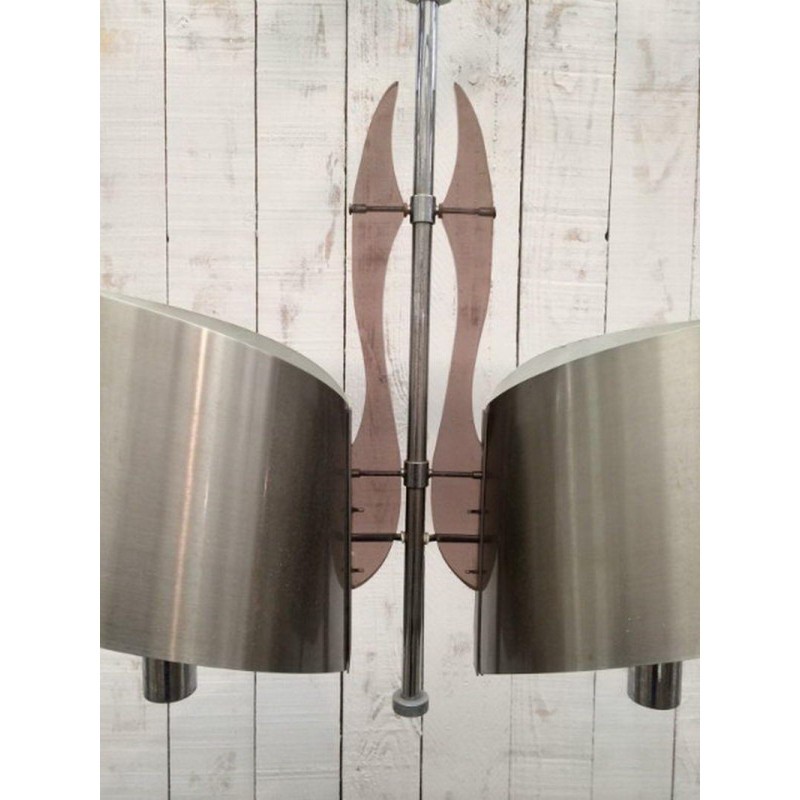 Maison Charles Brushed Metal & Plexiglass Pendant 1960 | Maison BARROIS