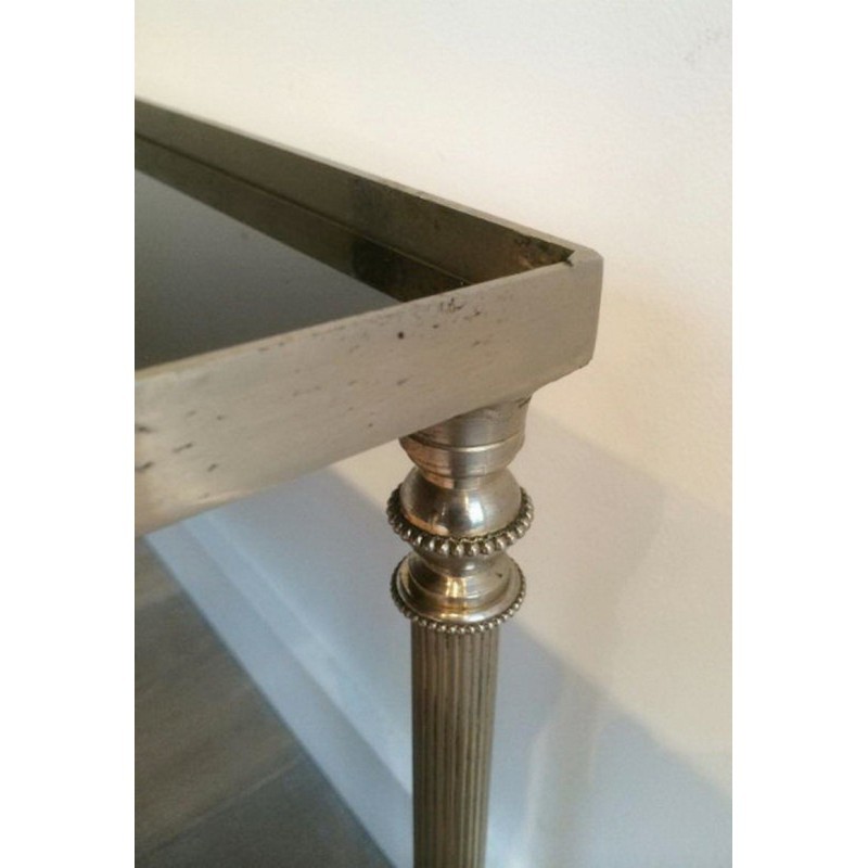 Table Basse Argentée Verre Noir Style Jansen 1940 | Maison BARROIS