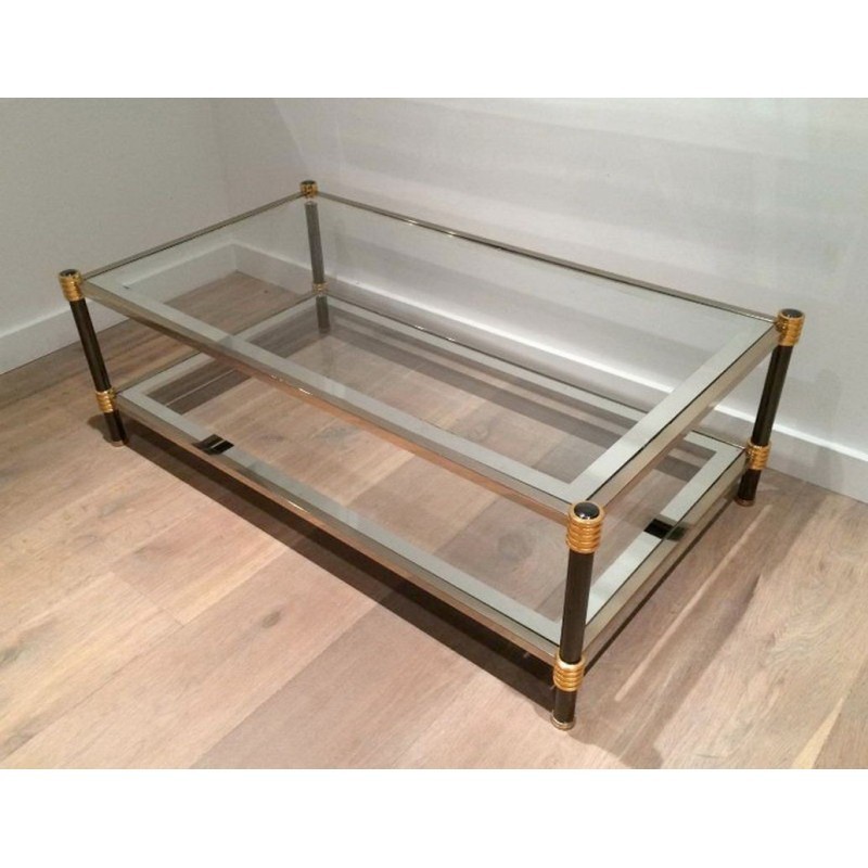 Gun-Metal & Gilt Coffee Table 1970 | Maison BARROIS