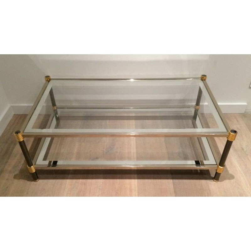 Gun-Metal & Gilt Coffee Table 1970 | Maison BARROIS