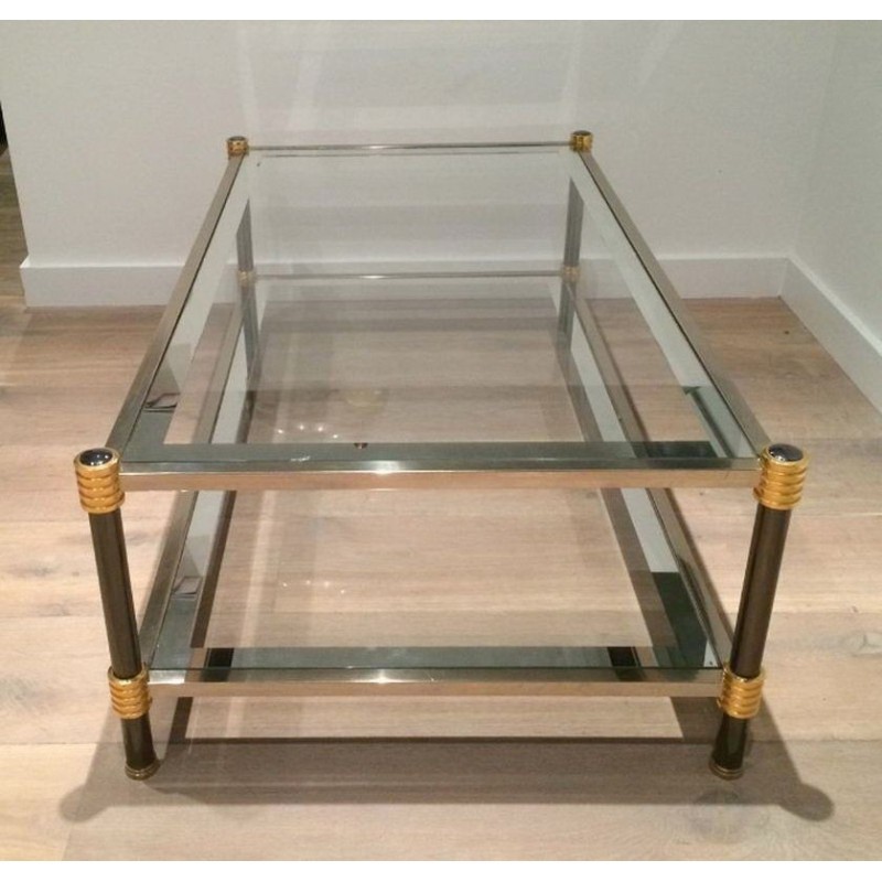 Gun-Metal & Gilt Coffee Table 1970 | Maison BARROIS