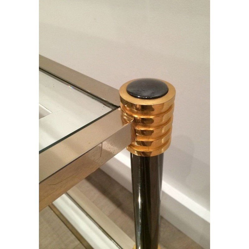 Table Basse Patine Canon de Fusil & Métal Doré 1970 | Maison BARROIS