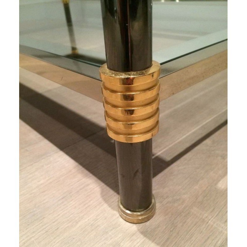 Table Basse Patine Canon de Fusil & Métal Doré 1970 | Maison BARROIS